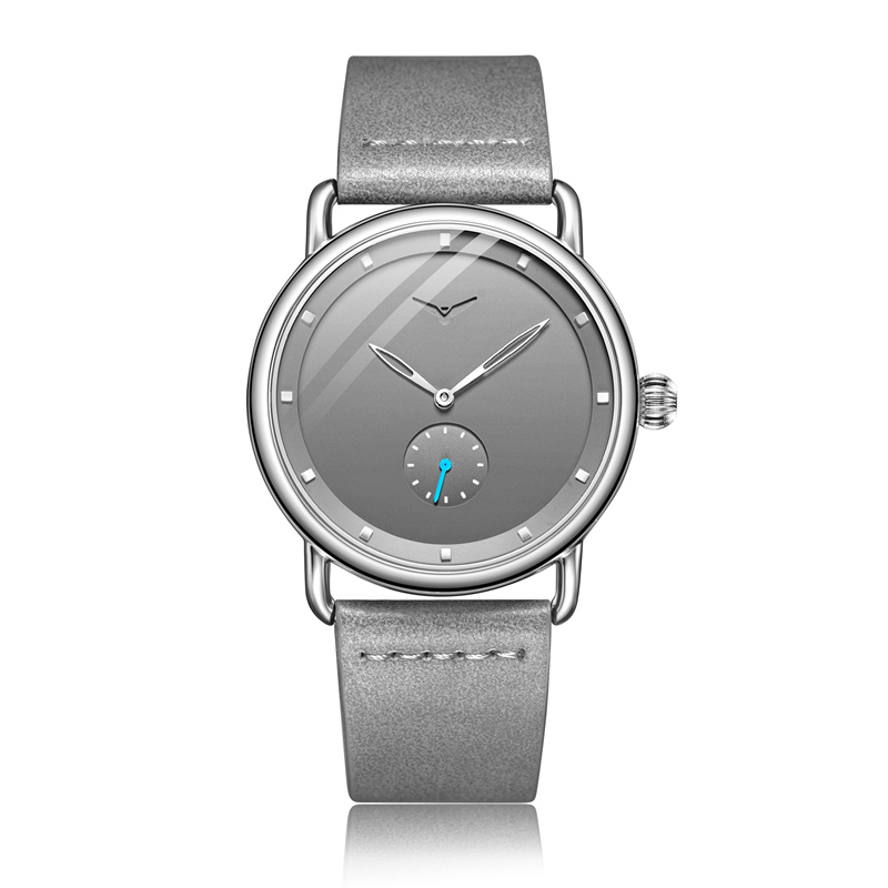 Unisex Minimalist Quartz Watch | 41 mm Case | Silver Leather Strap | Gray Dial | 3 ATM Water Resistant