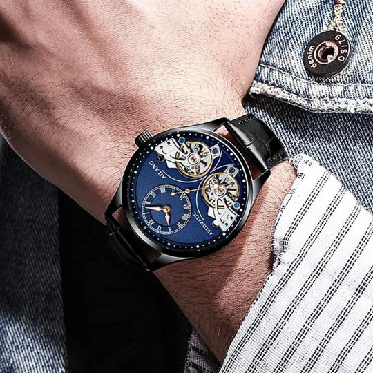 Men’s Automatic Moonphase Tourbillon Watch | 43 mm | Leather Strap | Multi-Function Calendar