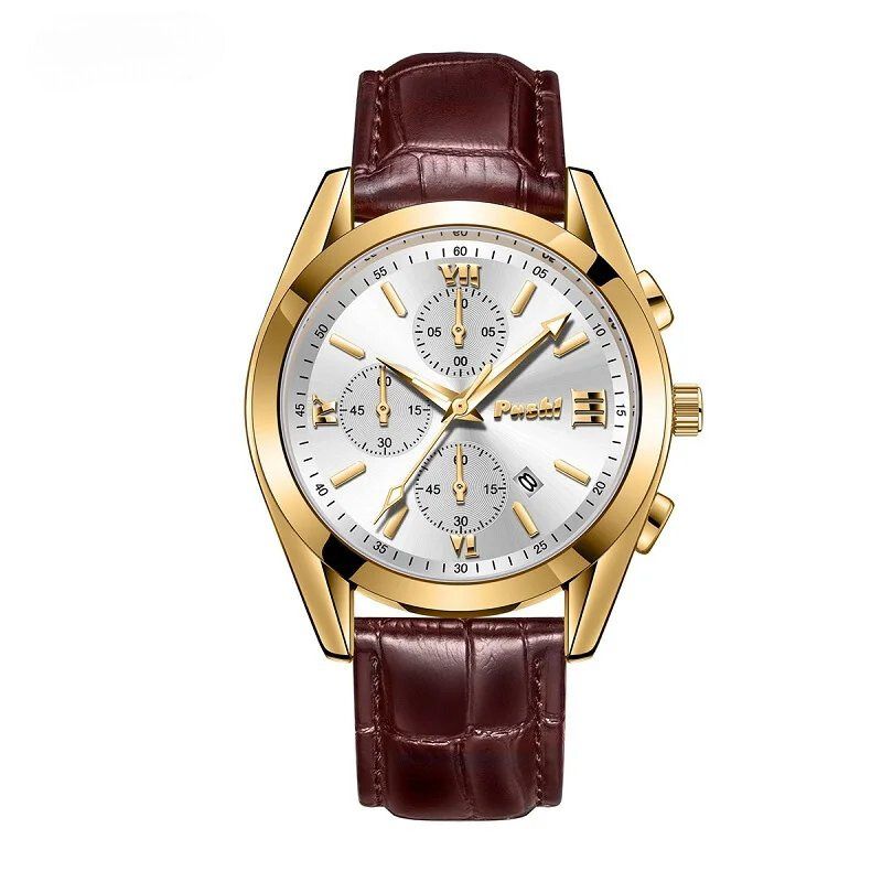 Men’s Business Chronograph Watch | 41 mm | Leather Strap | Quartz | 3 ATM