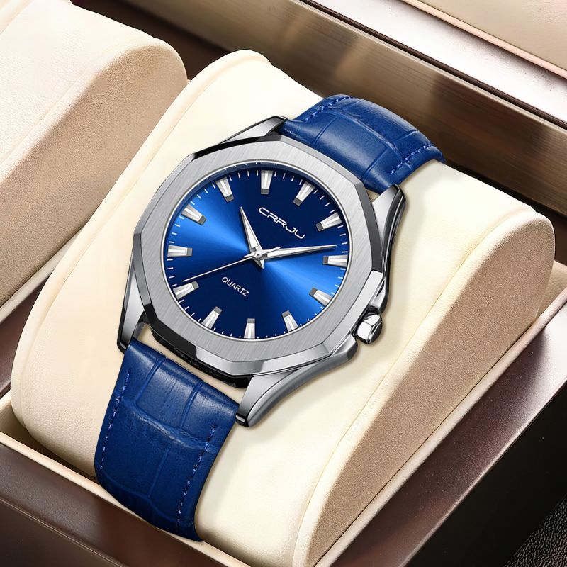 Men’s Minimalist Quartz Watch | 42 mm Case | Leather Strap | 3 ATM Water Resistant