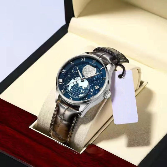Men’s Astronomical Dial Quartz | Watch with World Map | 40 mm | Business/Dress | Water-Resistant
