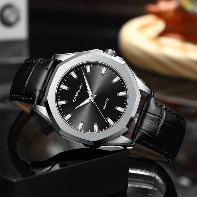 Men’s Minimalist Quartz Watch | 42 mm Case | Leather Strap | 3 ATM Water Resistant