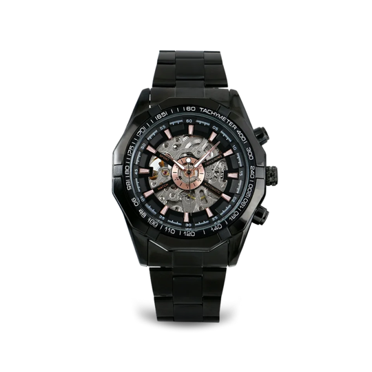 Automatic Skeleton Stainless Steel Watch | 45 mm | Tachymeter Bezel | 3 ATM Water Resistant