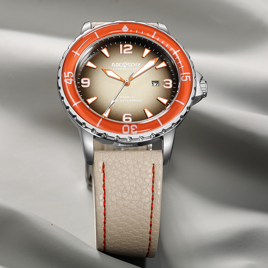 Men’s Sports Watch 44 mm | Quartz & Date | Leather Strap | Luminous Hands | 3 ATM