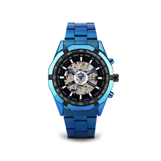 Automatic Skeleton Stainless Steel Watch | 45 mm | Tachymeter Bezel | 3 ATM Water Resistant