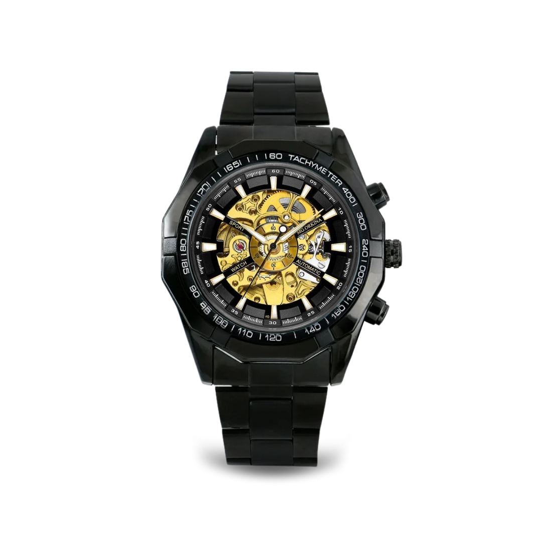 Automatic Skeleton Stainless Steel Watch | 45 mm | Tachymeter Bezel | 3 ATM Water Resistant