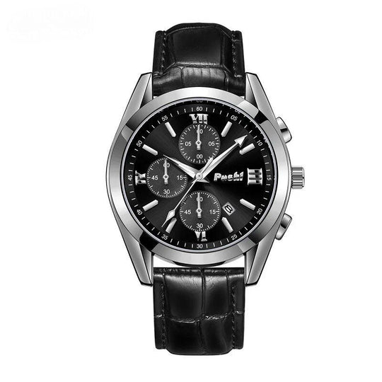 Men’s Business Chronograph Watch | 41 mm | Leather Strap | Quartz | 3 ATM