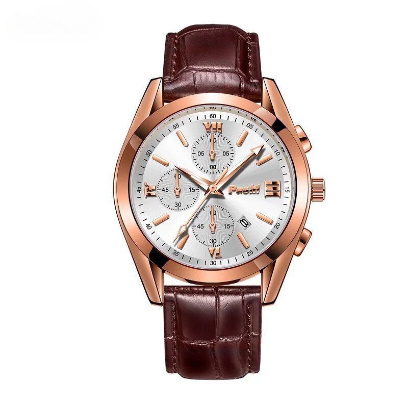 Men’s Business Chronograph Watch | 41 mm | Leather Strap | Quartz | 3 ATM