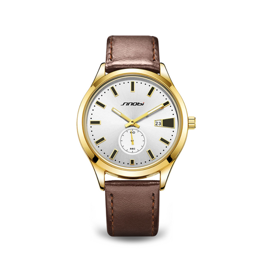 Unisex Classic Analog Quartz Watch | 38 mm | Leather Strap | Slim Stainless Steel Case