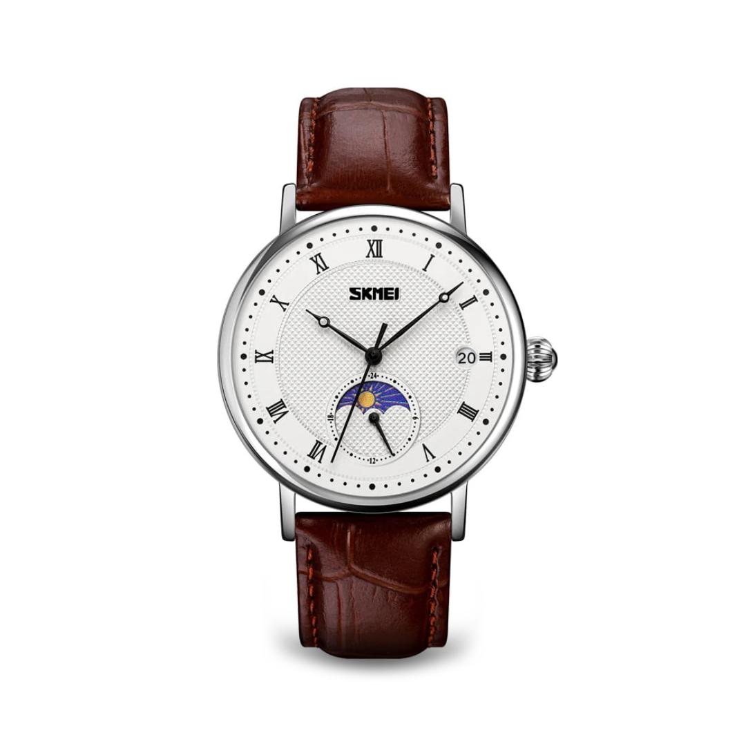 Men’s Automatic Moonphase Calendar Watch | 44 mm | Leather Strap | Multi-Function Dial