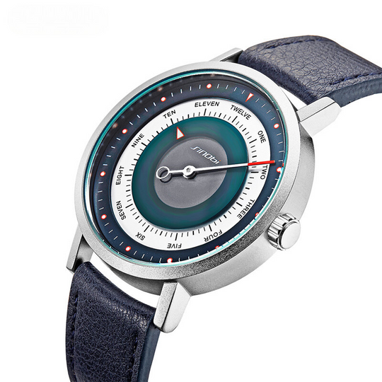 Unisex Creative Dial Quartz Watch 42 mm | Modern Military-Style | Leather Strap | 3 ATM