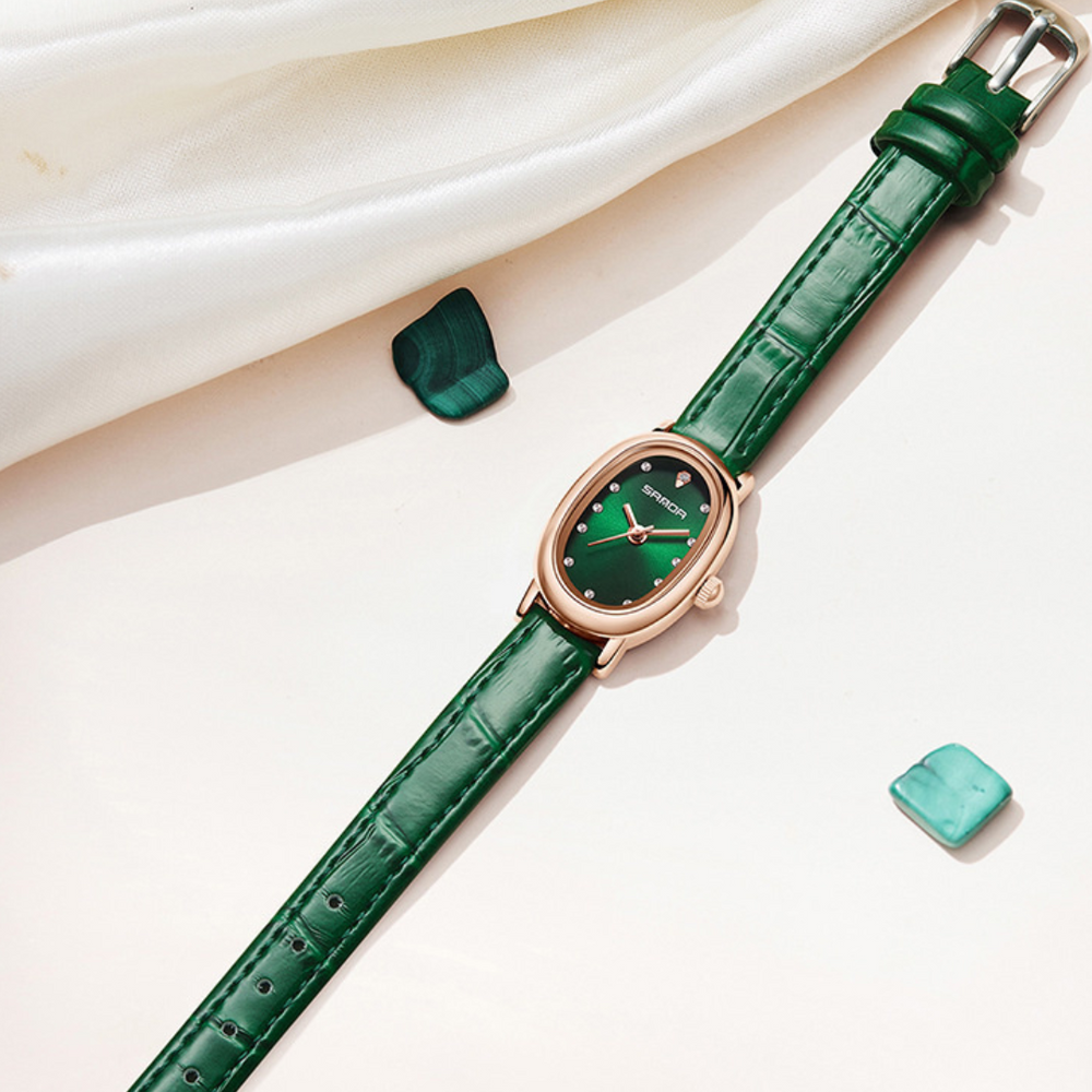 Women’s Vintage Oval Quartz Watch | 28 mm | Vegan Leather | 3 ATM