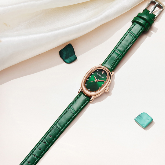 Women’s Vintage Oval Quartz Watch | 28 mm | Vegan Leather | 3 ATM