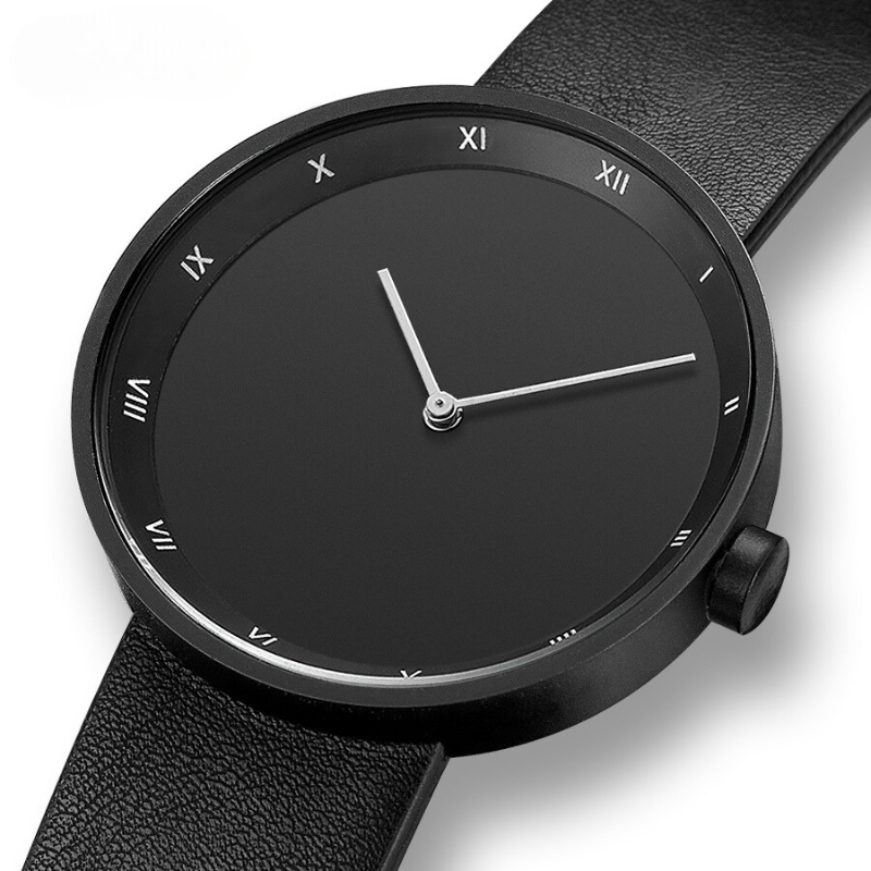 Unisex Minimalist Quartz Watch 40 mm | Slim Roman Dial | Leather Strap | 3 ATM Water Resistant