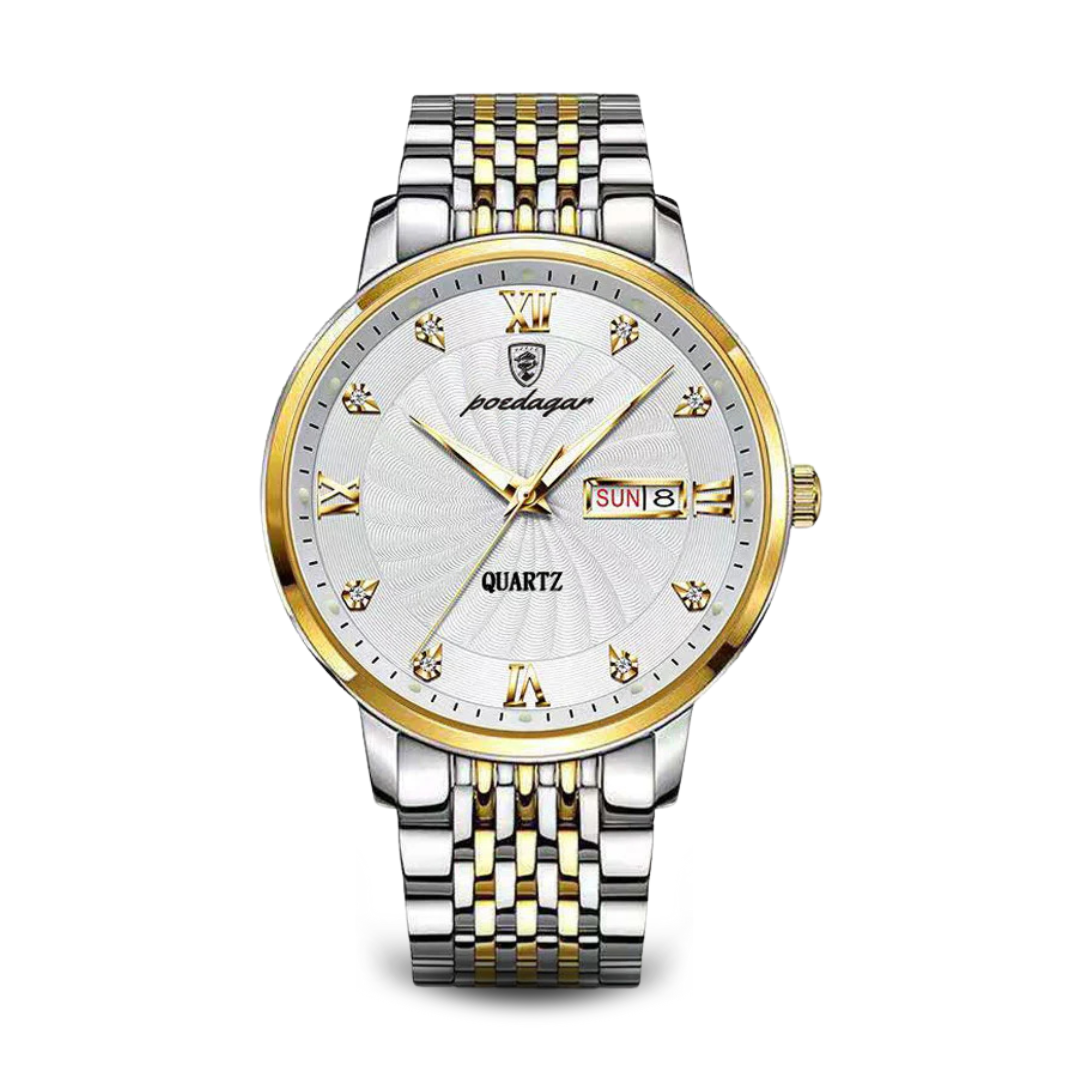 Men’s Dress Day-Date Quartz Watch | 42 mm | Stainless Steel Bracelet | Luminous Markers