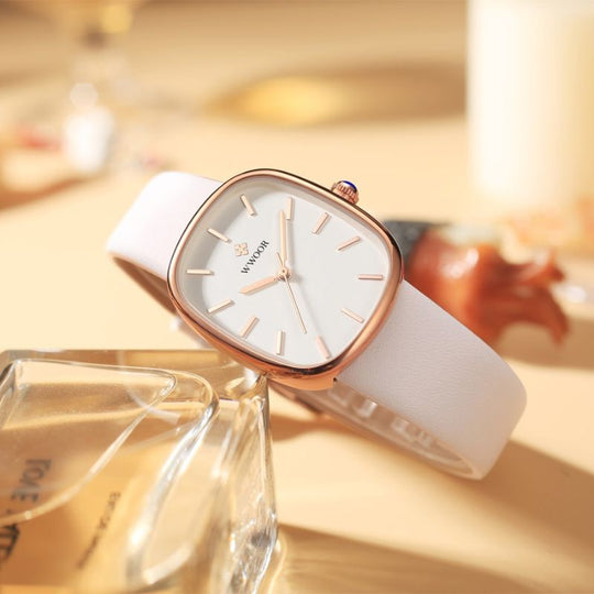 Women’s Minimalist Quartz Watch | 28.5 mm Case | Leather Strap | Water-Resistant