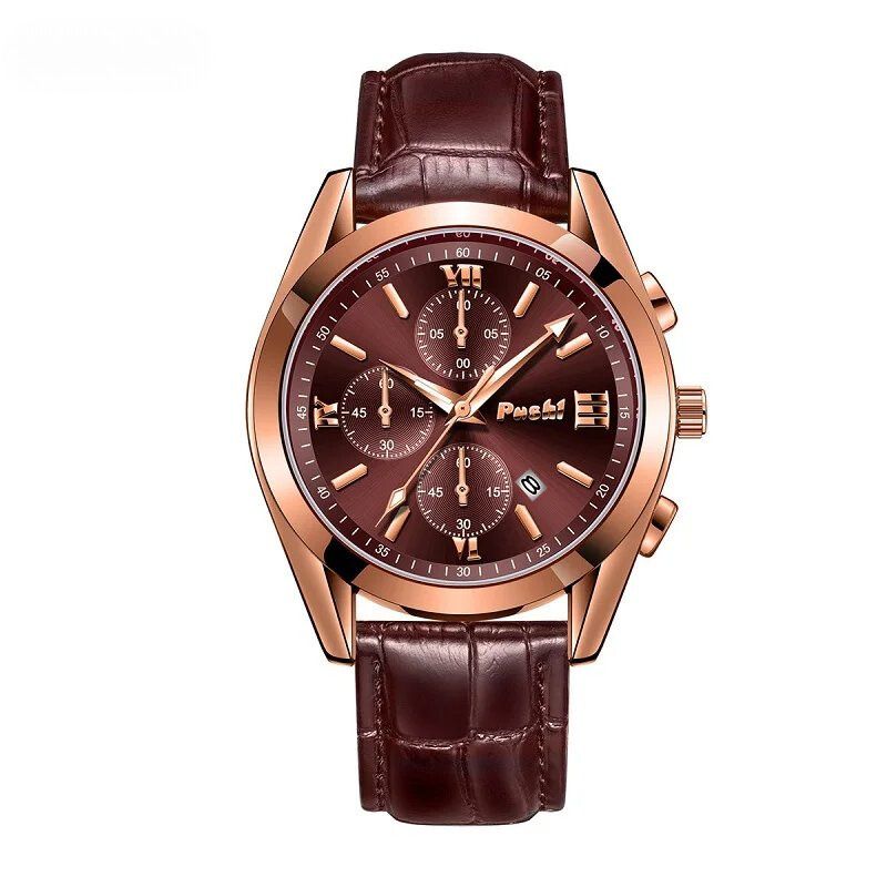 Men’s Business Chronograph Watch | 41 mm | Leather Strap | Quartz | 3 ATM