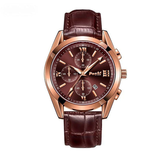 Men’s Business Chronograph Watch | 41 mm | Leather Strap | Quartz | 3 ATM
