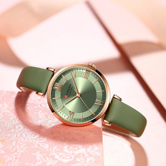 Women’s Classic Quartz Watch | 32 mm Case | Emerald Vegan Leather Strap | 3 ATM Water-Resistant