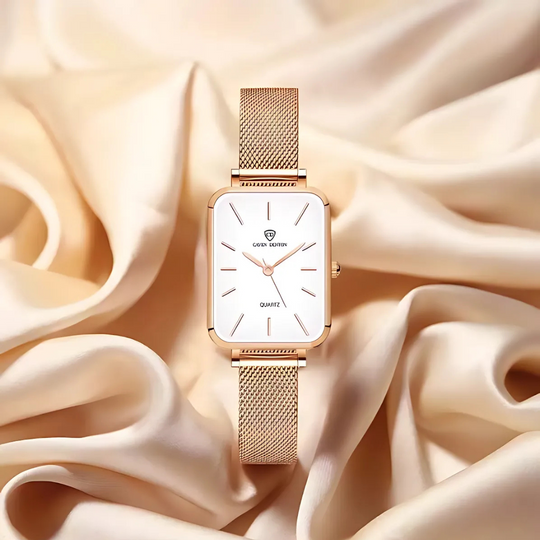 Women’s Minimalist Square Mesh Watch 34 mm | Quartz Movement | Stainless Steel Mesh Band | 3 ATM