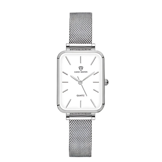 Women’s Minimalist Square Mesh Watch 34 mm | Quartz Movement | Stainless Steel Mesh Band | 3 ATM