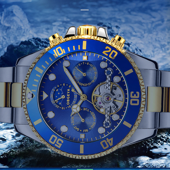 Men’s Automatic Tourbillon Watch 43 mm | Stainless Steel Bracelet | Open-Heart Dial & Full Calendar | 3 ATM