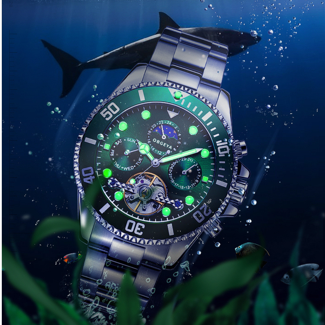 Men’s Automatic Tourbillon Watch 43 mm | Stainless Steel Bracelet | Open-Heart Dial & Full Calendar | 3 ATM