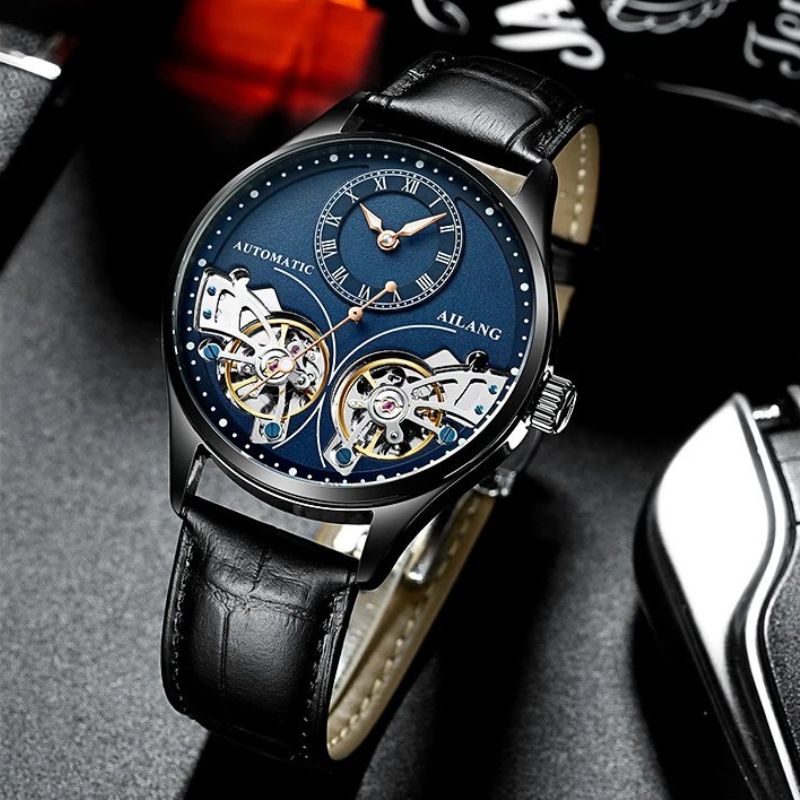 Men’s Automatic Moonphase Tourbillon Watch | 43 mm | Leather Strap | Multi-Function Calendar