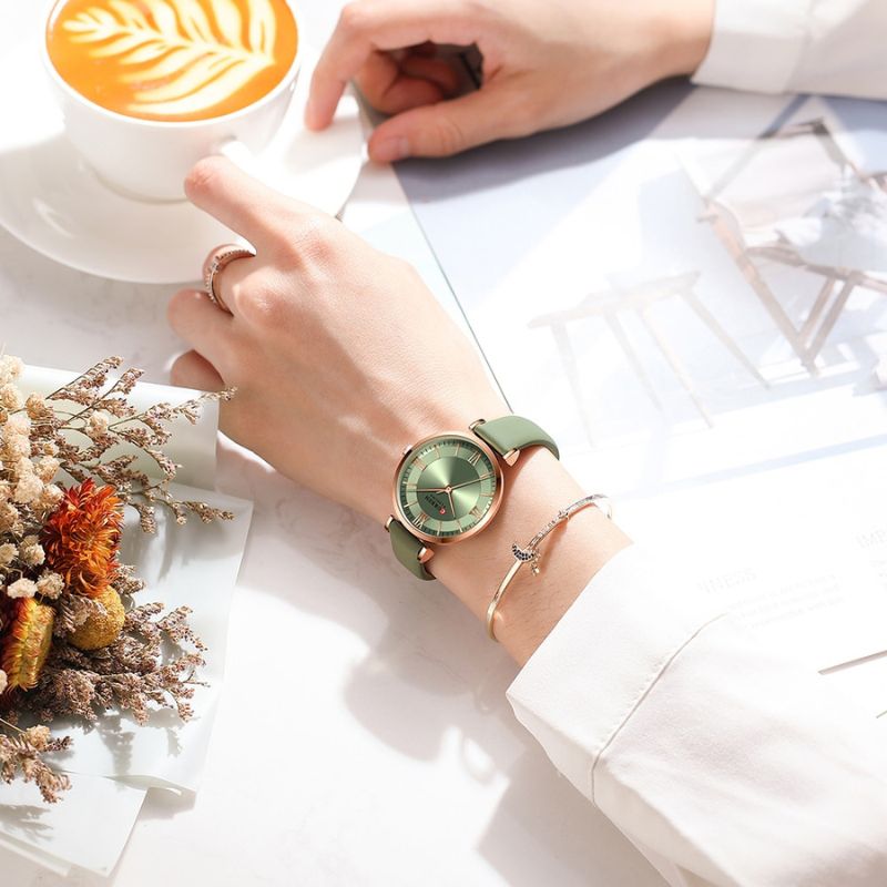 Women’s Classic Quartz Watch | 32 mm Case | Emerald Vegan Leather Strap | 3 ATM Water-Resistant