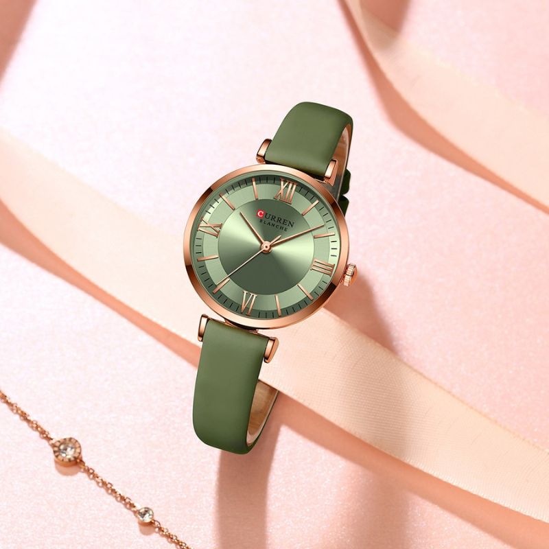 Women’s Classic Quartz Watch | 32 mm Case | Emerald Vegan Leather Strap | 3 ATM Water-Resistant