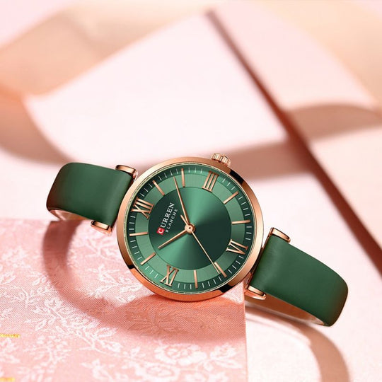 Women’s Classic Quartz Watch | 32 mm Case | Emerald Vegan Leather Strap | 3 ATM Water-Resistant