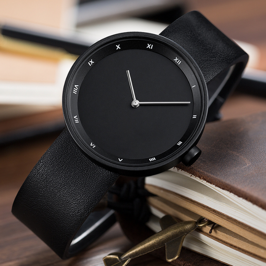 Unisex Minimalist Quartz Watch 40 mm | Slim Roman Dial | Leather Strap | 3 ATM Water Resistant