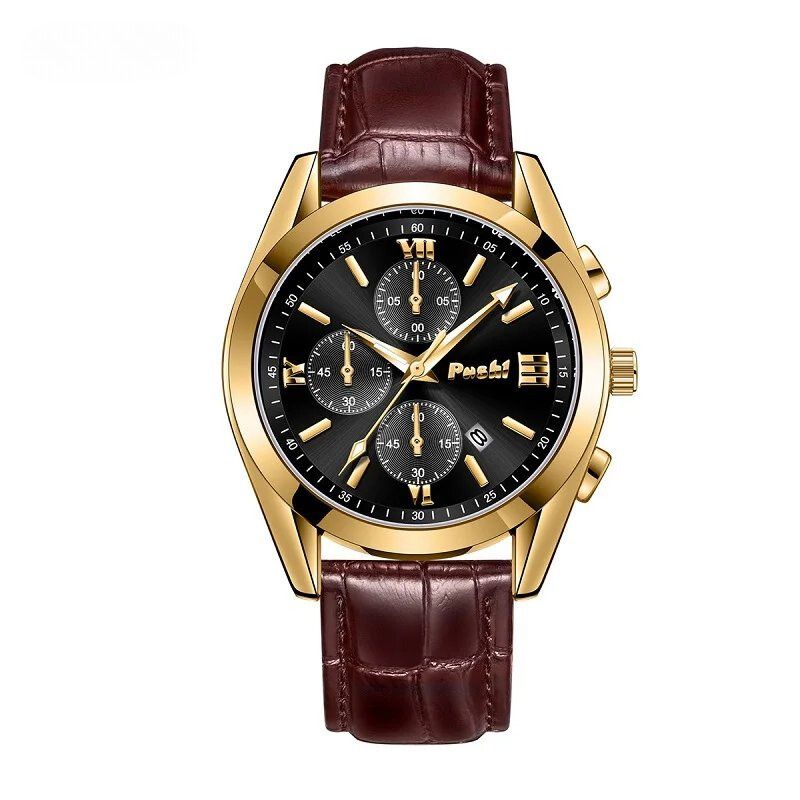 Men’s Business Chronograph Watch | 41 mm | Leather Strap | Quartz | 3 ATM