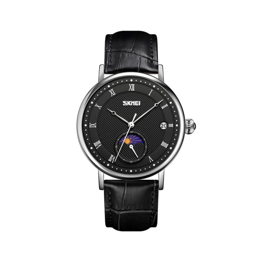 Men’s Automatic Moonphase Calendar Watch | 44 mm | Leather Strap | Multi-Function Dial
