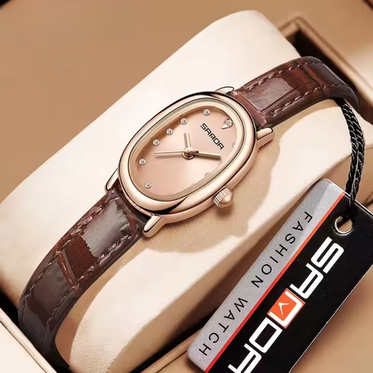 Women’s Vintage Oval Quartz Watch | 28 mm | Vegan Leather | 3 ATM