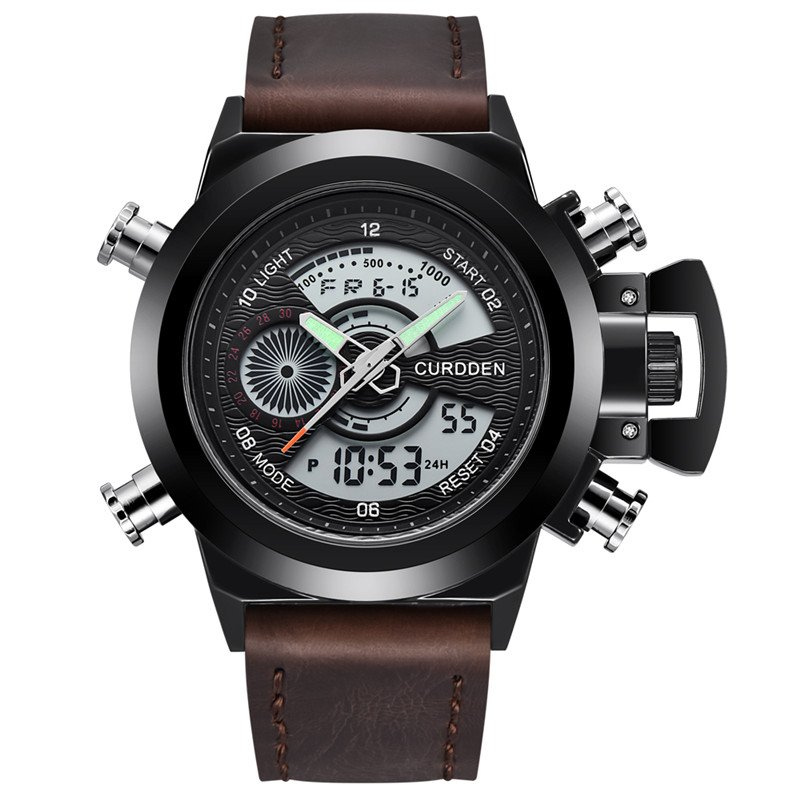 Men's Dual-Time Chronograph Watch | 47 mm | Leather Strap | 3 ATM
