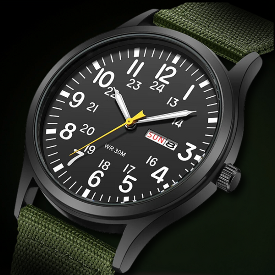 Men’s Durable Field Watch | 42 mm Case | Nylon Strap | Shock-resistant Style