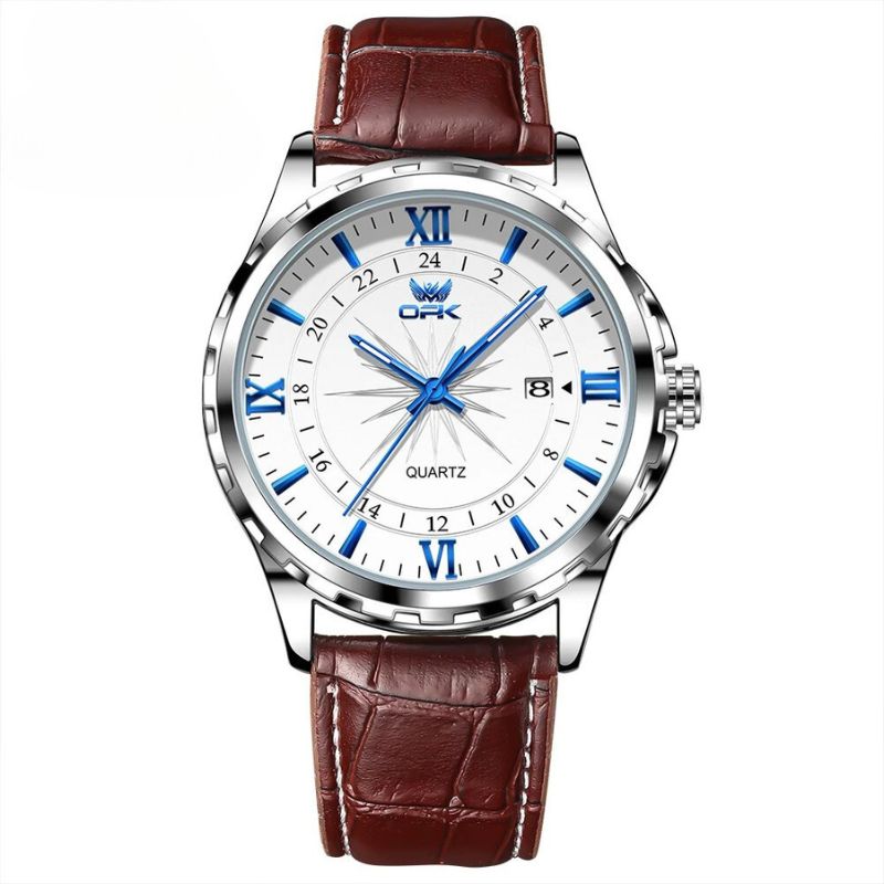 Men’s Classic Business Quartz Watch 40 mm | Leather Strap | Date Window | 24h Scale | 3 ATM