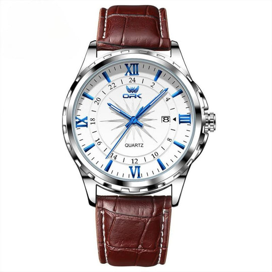 Men’s Classic Business Quartz Watch 40 mm | Leather Strap | Date Window | 24h Scale | 3 ATM