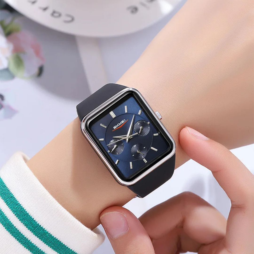Women’s Rectangular Quartz Watch | 30 mm | White Silicone | 3 ATM | Casual Business Style
