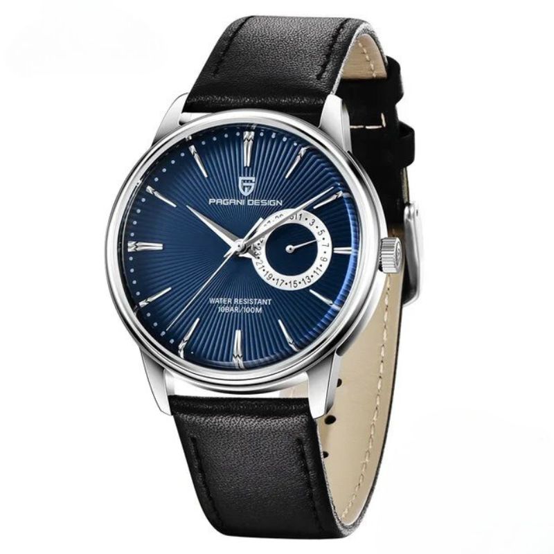 Men's Watch | 40 mm | Silver/Blue Leather | 3 ATM