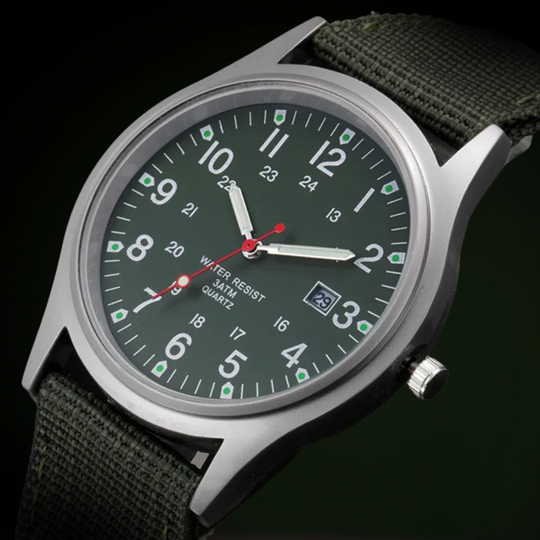 Men’s Military Field Watch | 40 mm | Nylon Strap | Quartz & Date | 3 ATM