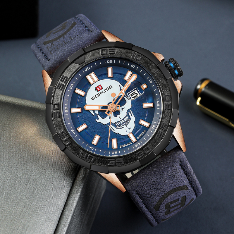 Men's Multifunction Chronograph | 46 mm | Blue Leather | 3 ATM