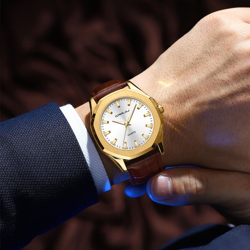 Men’s Minimalist Quartz Watch | 42 mm Case | Leather Strap | 3 ATM Water Resistant