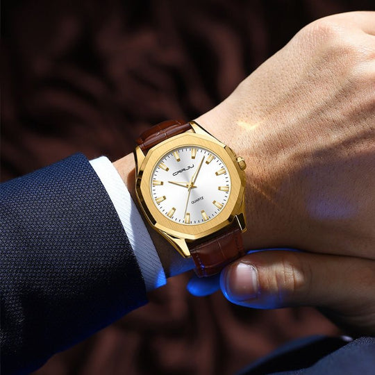 Men’s Minimalist Quartz Watch | 42 mm Case | Leather Strap | 3 ATM Water Resistant