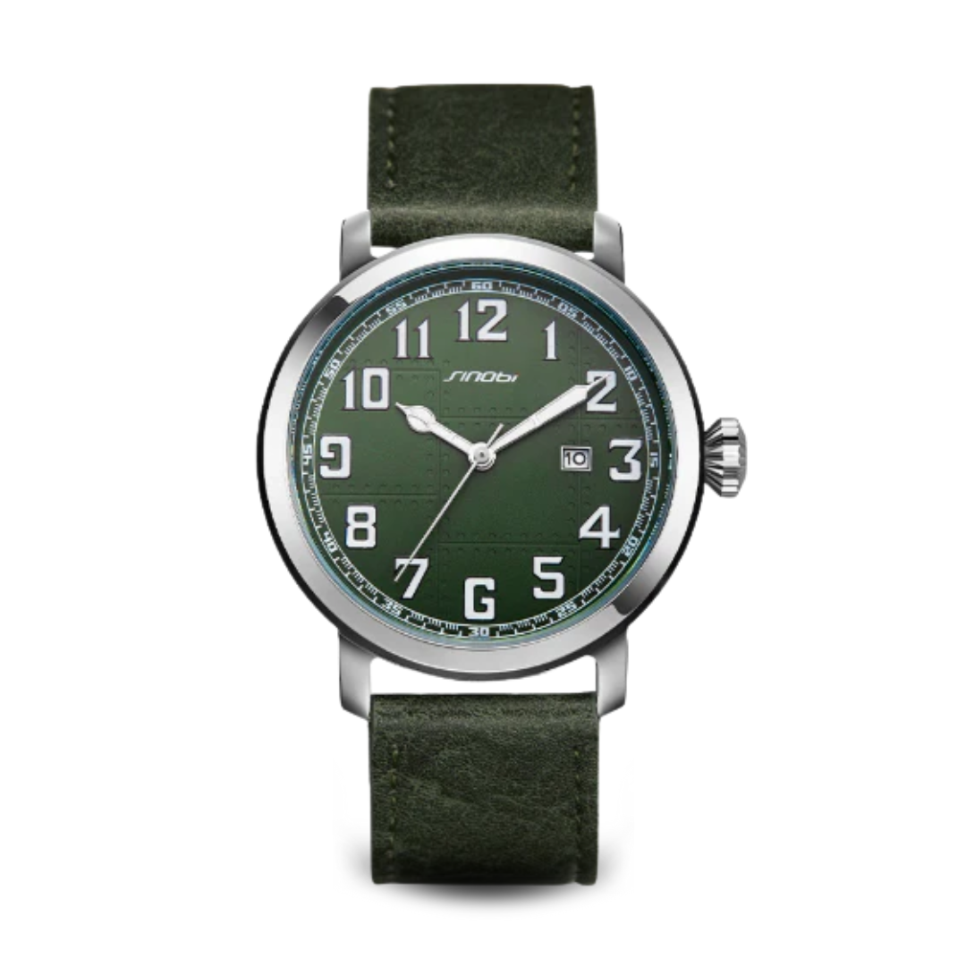 Men’s Classic Automatic Watch | 44 mm | White Dial | Brown Leather Strap | 3 ATM