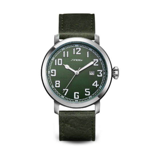 Men’s Classic Automatic Watch | 44 mm | White Dial | Brown Leather Strap | 3 ATM