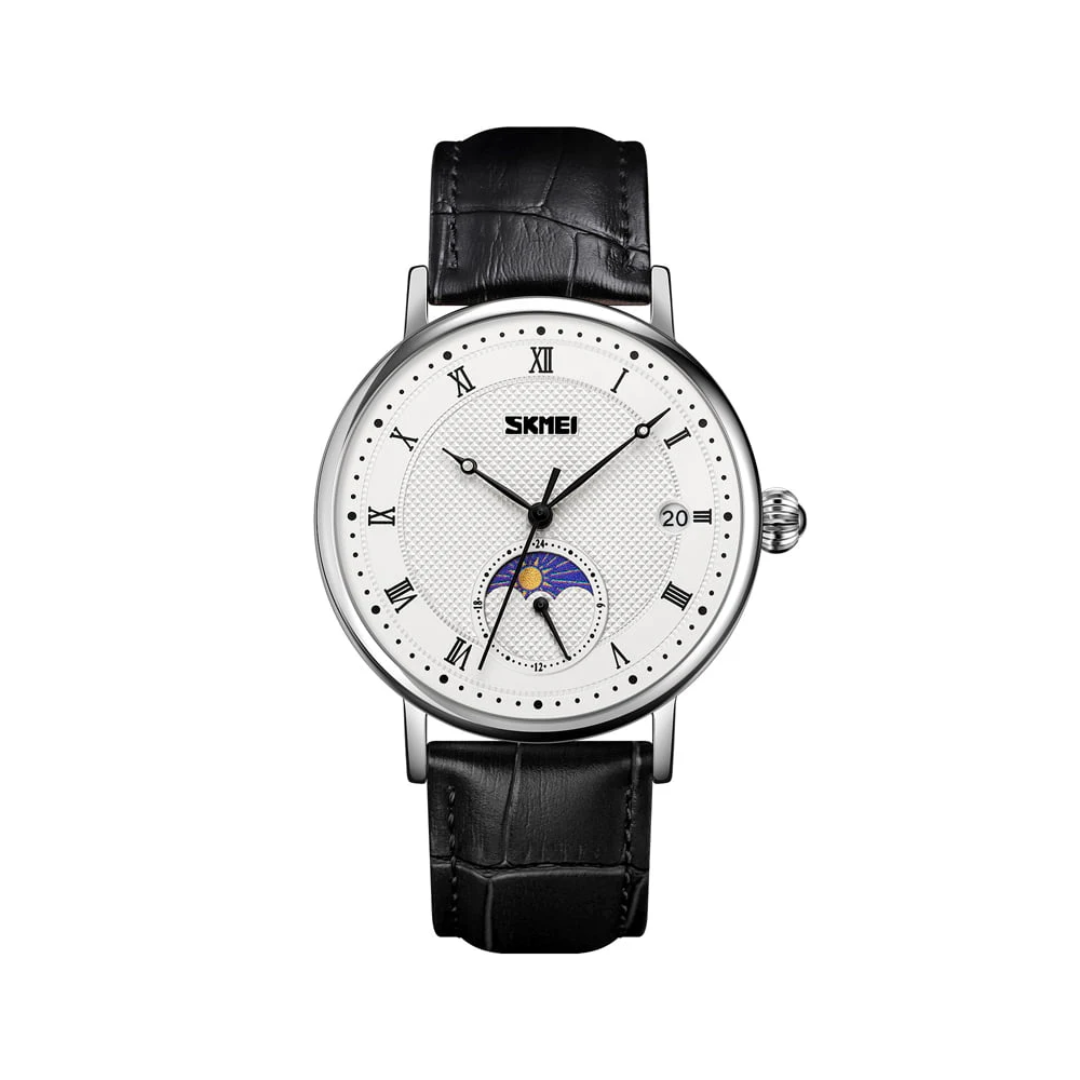 Men’s Automatic Moonphase Calendar Watch | 44 mm | Leather Strap | Multi-Function Dial