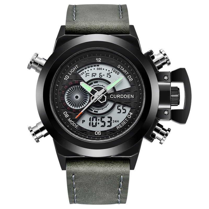Men's Dual-Time Chronograph Watch | 47 mm | Leather Strap | 3 ATM