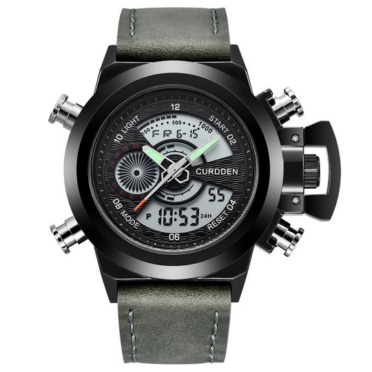 Men's Dual-Time Chronograph Watch | 47 mm | Leather Strap | 3 ATM